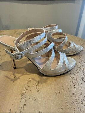 Nina Metallic Silver Strappy High-Heel Sandals
